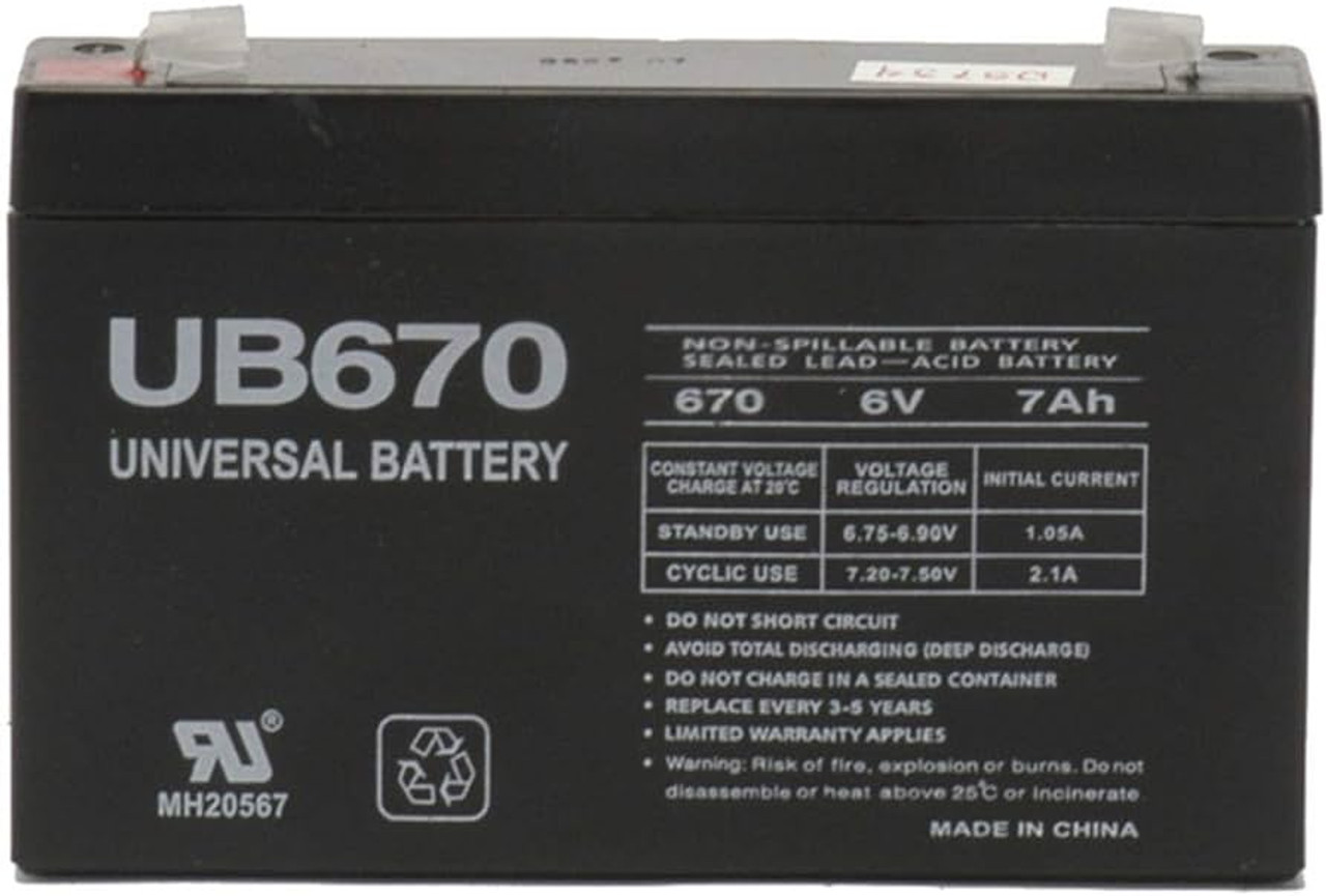 6V 7Ah UB670 Universal Battery AGM Sealed Lead Acid