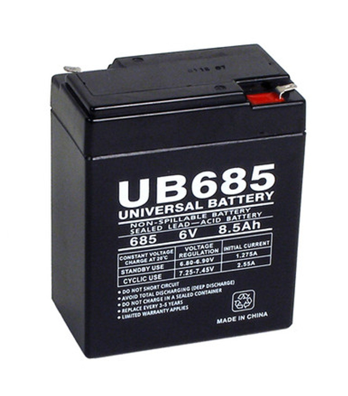 6V 8.5AH Universal Battery UB685 AGM Sealed Lead Acid Battery