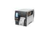 Zebra ZT411 Barcode Printer side profile showing bi‑fold cover and media loading path