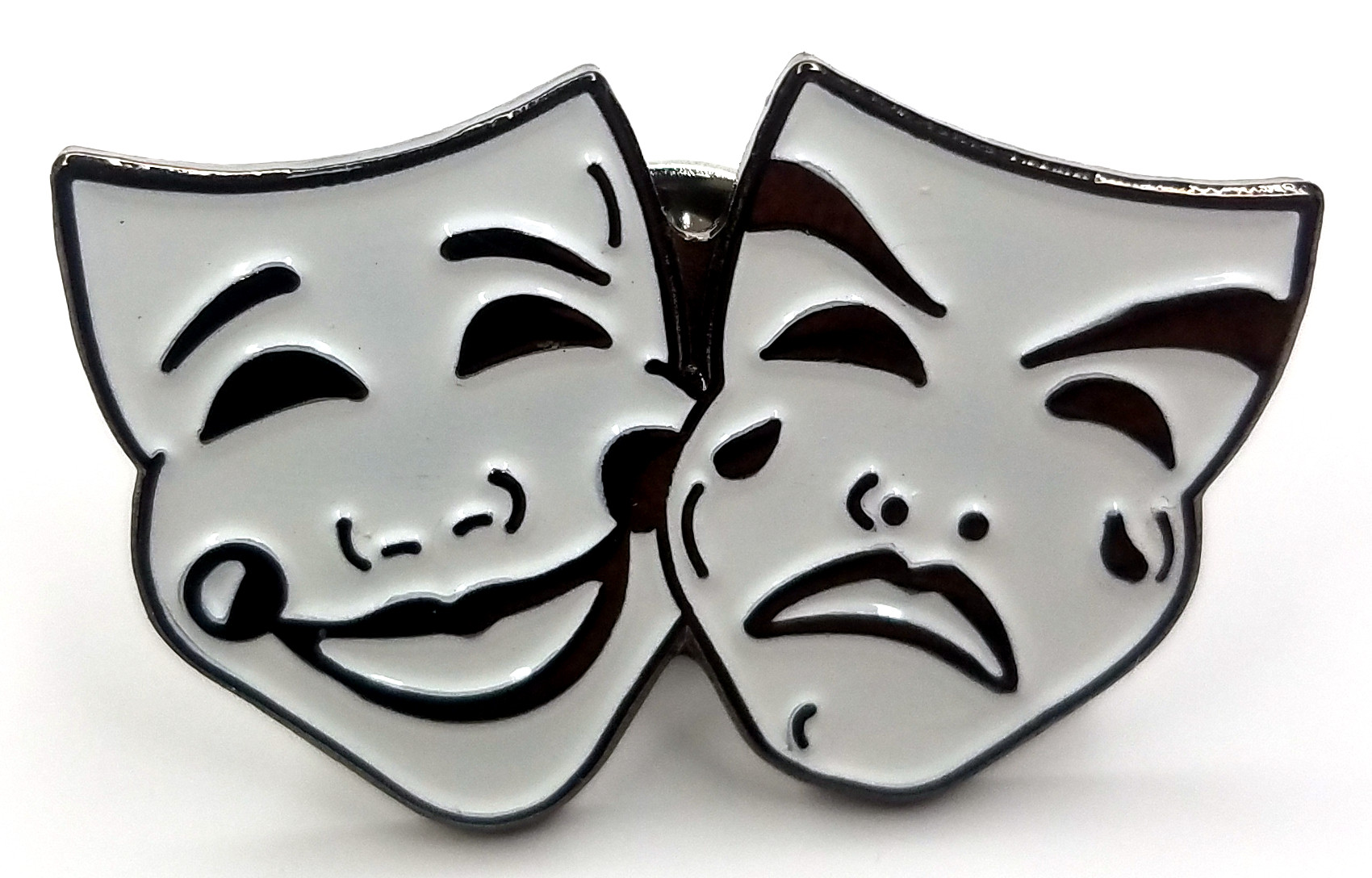 stage drama two masks faces uk imported west end theater theatre enamel lapel pin alien entertainment