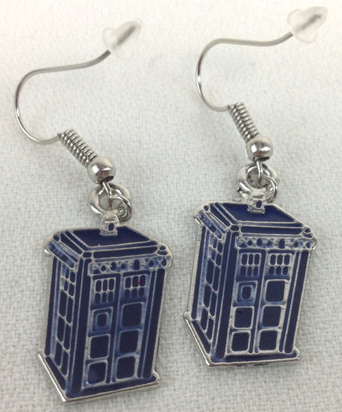 Tardis Metal Dangle Earrings