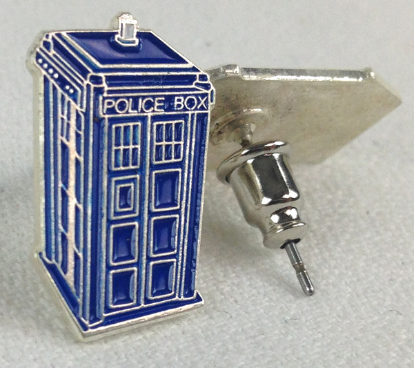 Tardis Metal Post Earrings