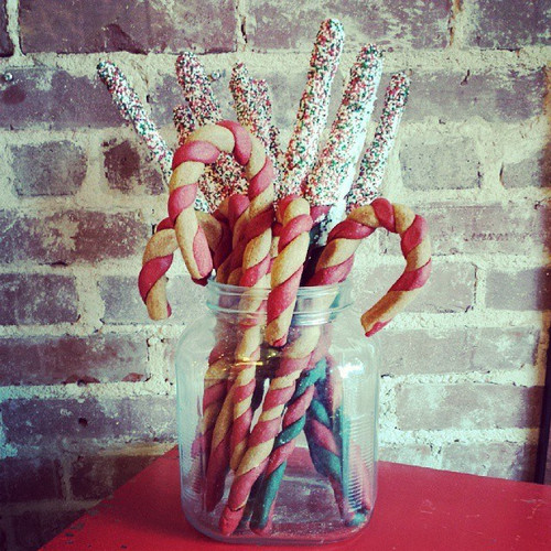 Candy cane MixStix in a cookie jar with our Xmas MixStix also available on line.