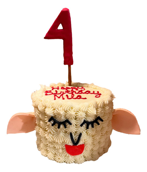 Lam Chop Cake for Dogs with edible number topper, sold separately.