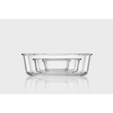 Clear Glass White Rect Container -380ml