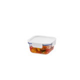 Clear Glass White Square Container - 500ml