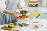 Clear Glass White Rect Container -630ml
