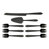 Cake Knife, Server & Set of 8 - Black