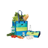 Freezable Grocery Tote Bag Fresh Stripes Blue