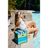 Freezable Grocery Tote Bag Fresh Stripes Blue