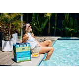 Freezable Grocery Tote Bag Fresh Stripes Blue