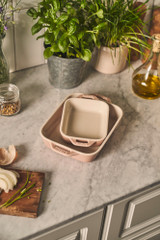 Ceramic Oven Dish Rectangular 3/Set 14,20,27cm, Pink