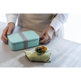 RPET Rectangular Bento with Cutlery -Aqua