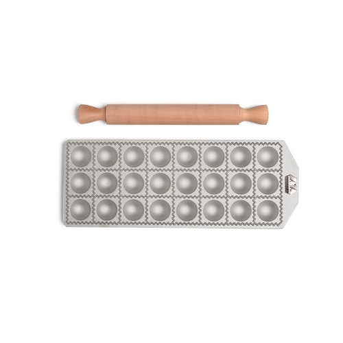 Ravioli Tray with Rolling Pin - 24 x Round 40mm