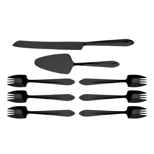 Cake Knife, Server & Set of 8 - Black
