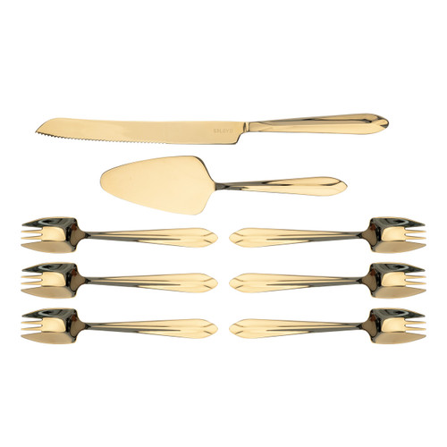 Gold Cake Knife, Server & Set/8