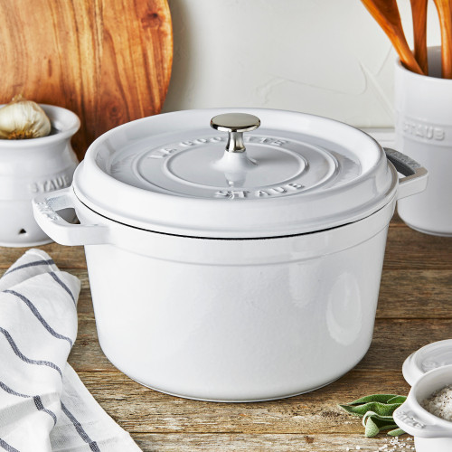 Round Deep Cocotte 24cm, White Truffle