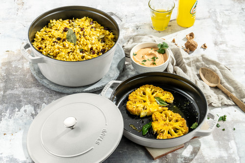 Round Stackable Cocotte Set/2 24cm, White Truffle