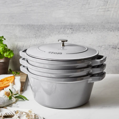 Stackables 3pc Cocotte + Braiser + Pan+ Lid 24 cm White Truffle