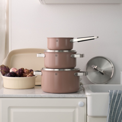 Pure Cookware 5/Set, Ceramic & Stainless Steel, Rose