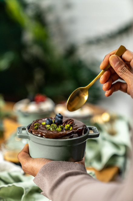 Lifestyle image of Staub Round Cocotte 10cm - Eucalyptus
