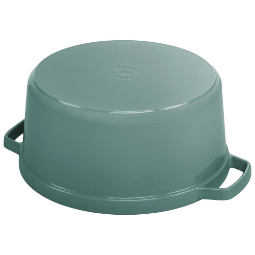 Staub Round Cocotte 28cm Eucalyptus - Premium Cast Iron Dutch Oven