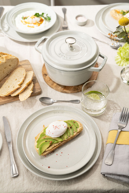 Staub Ceramic Flat Plate 22cm White Truffle - Set of 4 Staub Ceramic Flat Plate 22cm White Truffle - Set of 4