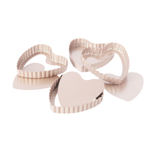 Mini Loose Base Heart Tart Pan - Set of 4