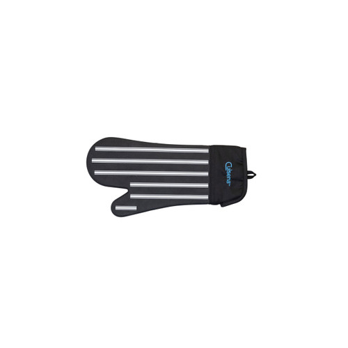 Silicone Fabric Oven Glove Stripe - Blk