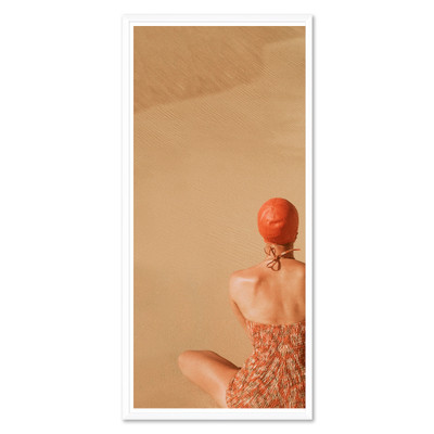 CN-26-0453A  Vogue Magazine, "Model Sitting on Sand Dunes," Clifford Coffin, June 1, 1949