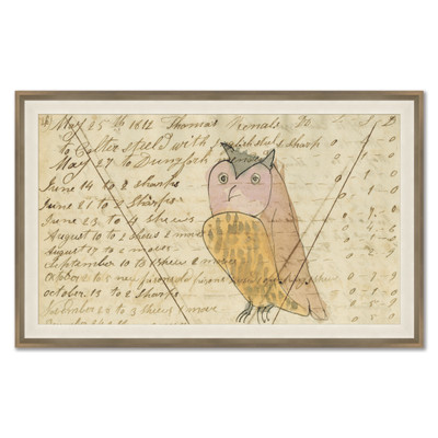 P-6074  Owl - Lg. Mennonite Ledger Drawing