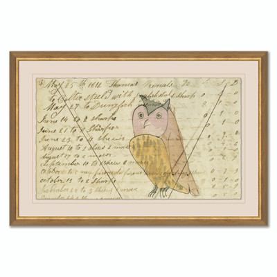 P-6081  Owl - Mennonite Ledger Drawing