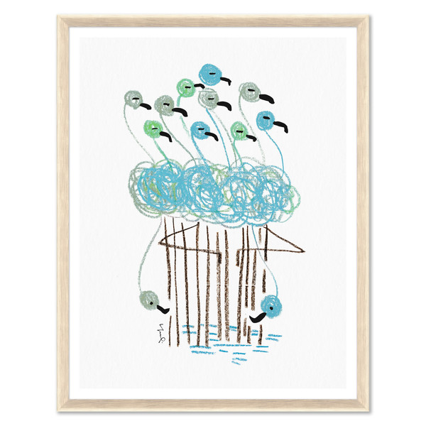 YK-25-0065A  Flamingo Bouquet, Blue