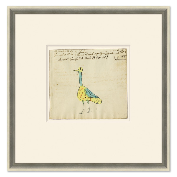 P-6103  Yellow Bird with Spots - Sm. Mennonite Ledger Drawing