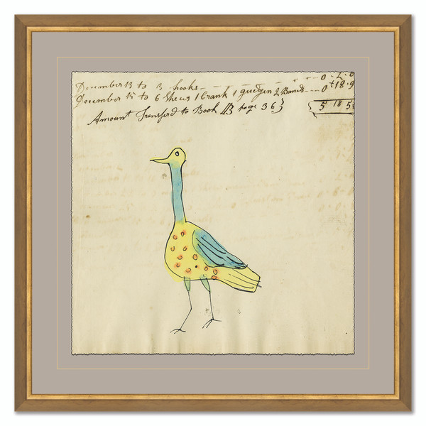 P-6077  Yellow Bird W/Spots - Mennonite Ledger Drawing