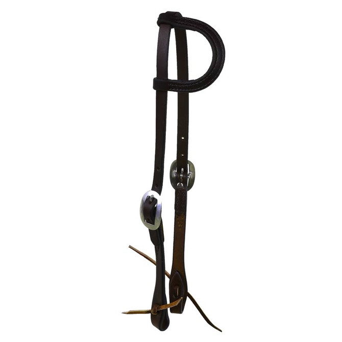 Dark Oiled One Ear Headstall - With Tie