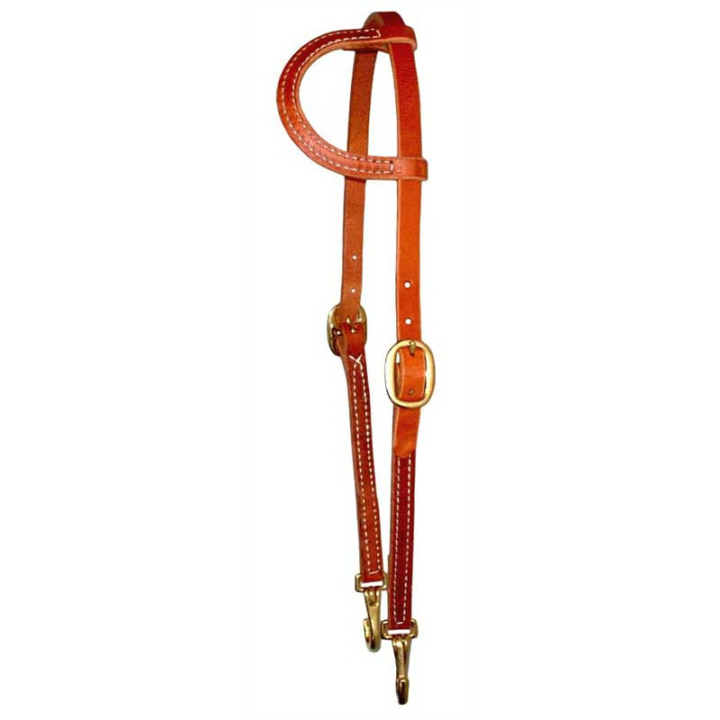 Leather Sliding One Ear Headstall with snaps, Western Leather