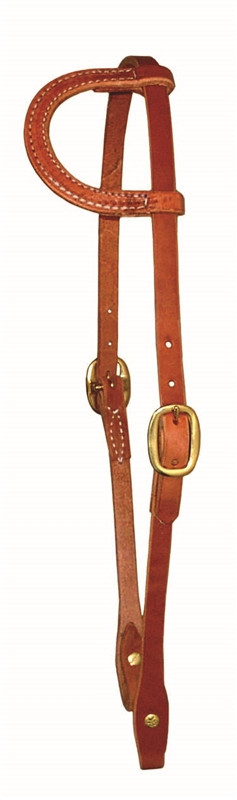 American made oiled harness leather sliding one ear headstall main image 0