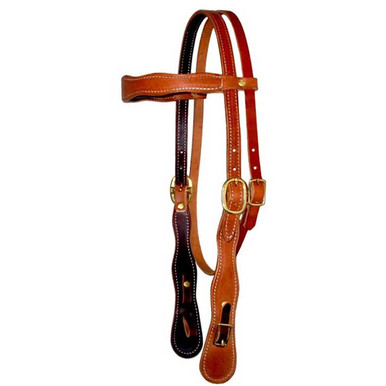 Têtière En Cuir Western Buffalo Leather - Studs Argent - Light Oil - Neuf
