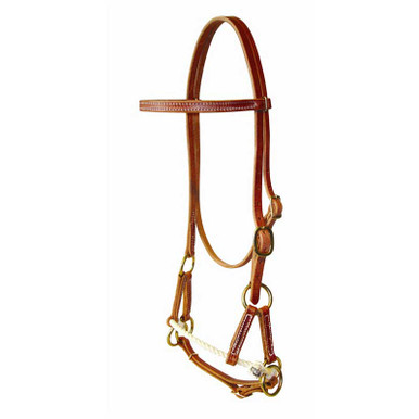 未使用　スロウ horse pit draw string shoulder Leather Side Pull Single Rope, Bitless Bridle, Harness