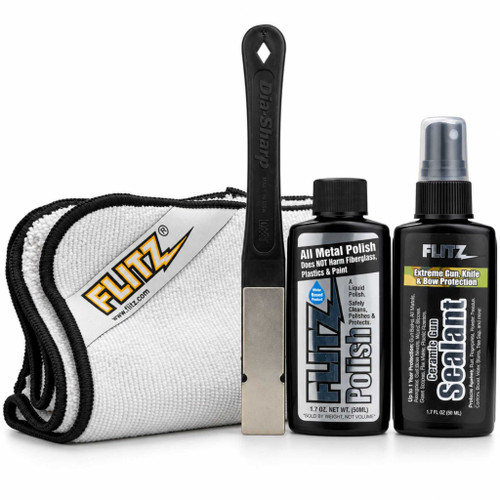 Flitz Knife Restoration Kit with liquid polish, diamond sharpener, ceramic sealant and microfiber cloth