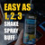 A photo of a hand holding Flitz Electronics Cleaner is shown with text saying, “Easy as 1, 2, 3,” in yellow text and “shake, spray, buff,” in white text.