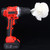 An orange drill holds a Mini white Flitz BuffBall, which is ready to buff hard-to-reach and small areas.