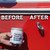 A red boat panel is shown with a contrasting before and after comparison, demonstrating the impact of Flitz Fiberglass Cleaner for Heavy Oxidation.