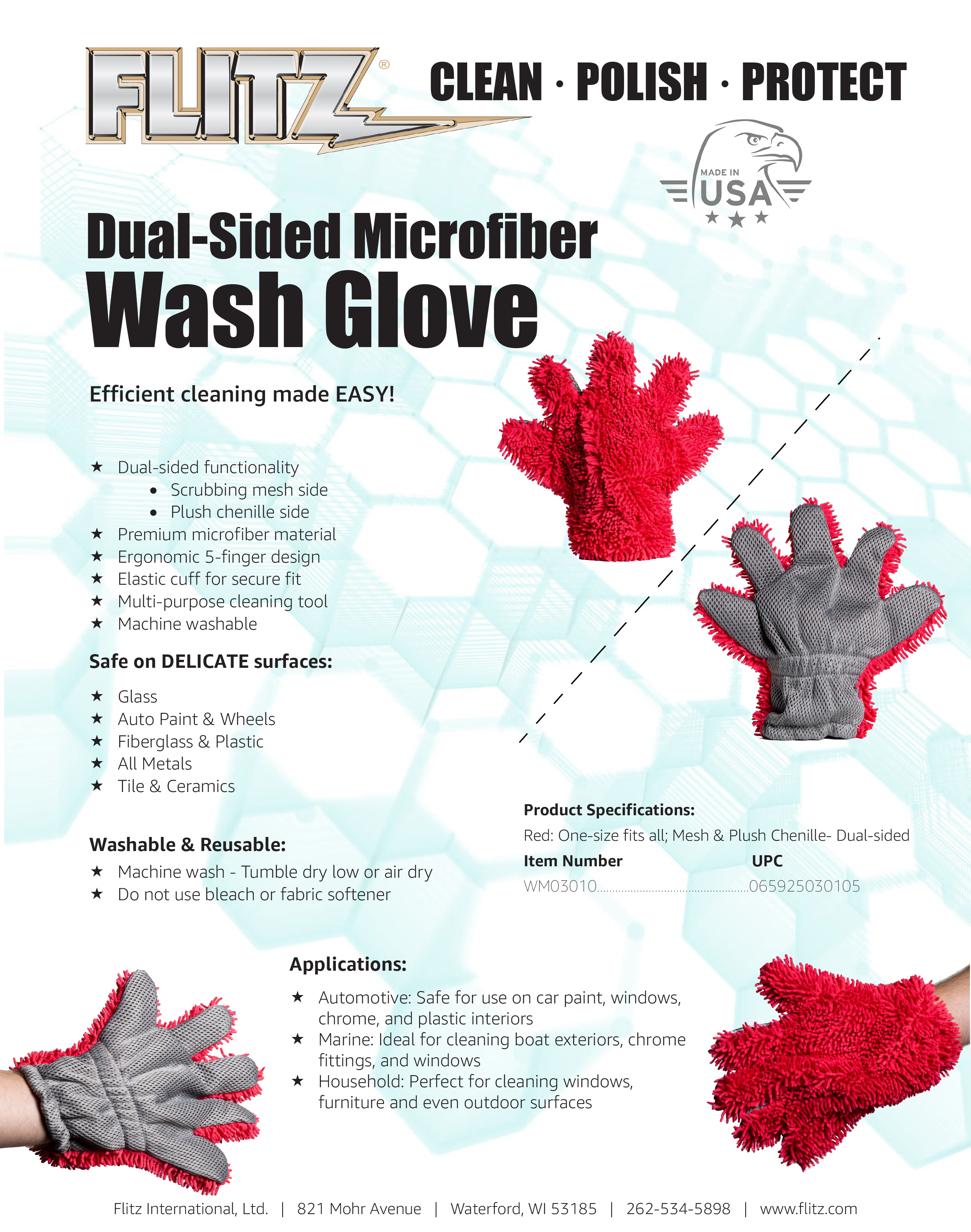 Set Of 5 Microfiber Car Wash Gloves – Economy Washing Gloves – No-Name