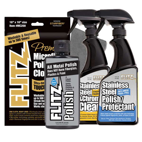 Flitz BBQ Grill Care Kit with Liquid Metal Polish, Stainless Steel