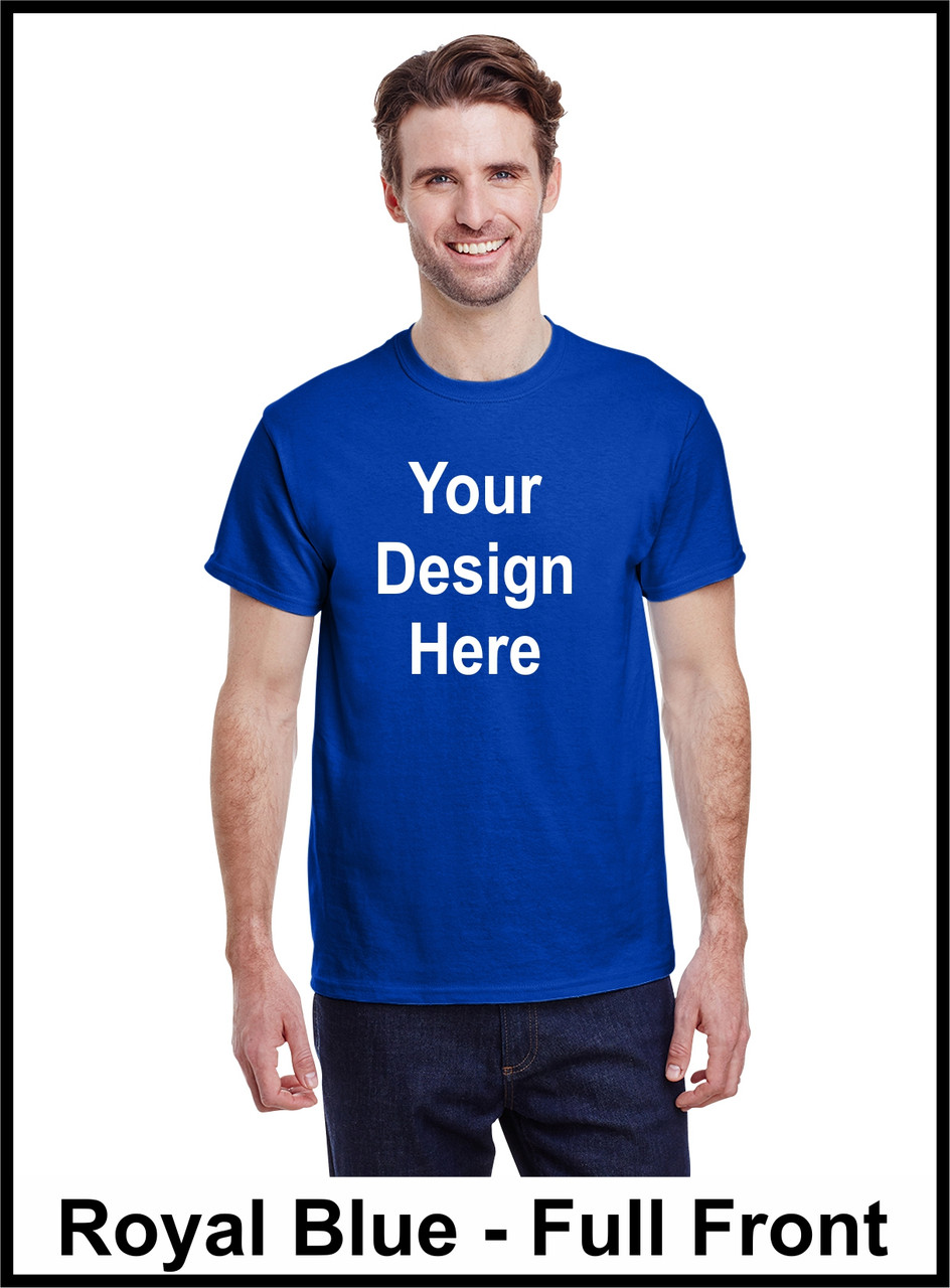 Custom Printed, Royal Blue T-Shirts, Full Front, One Color - CheepTee