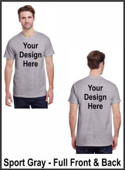 Custom Printed, Sport Gray T-Shirts, Full Front and Full Back, One Color