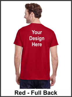 Custom Printed, Red T-Shirts, Full Back, One Color