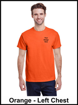 Custom Printed, Orange T-Shirts, Left Chest, One Color